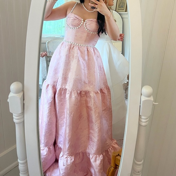 V. Chapman Lucetta Gown in Light Pink Windsor Brocade - Picture 7 of 7